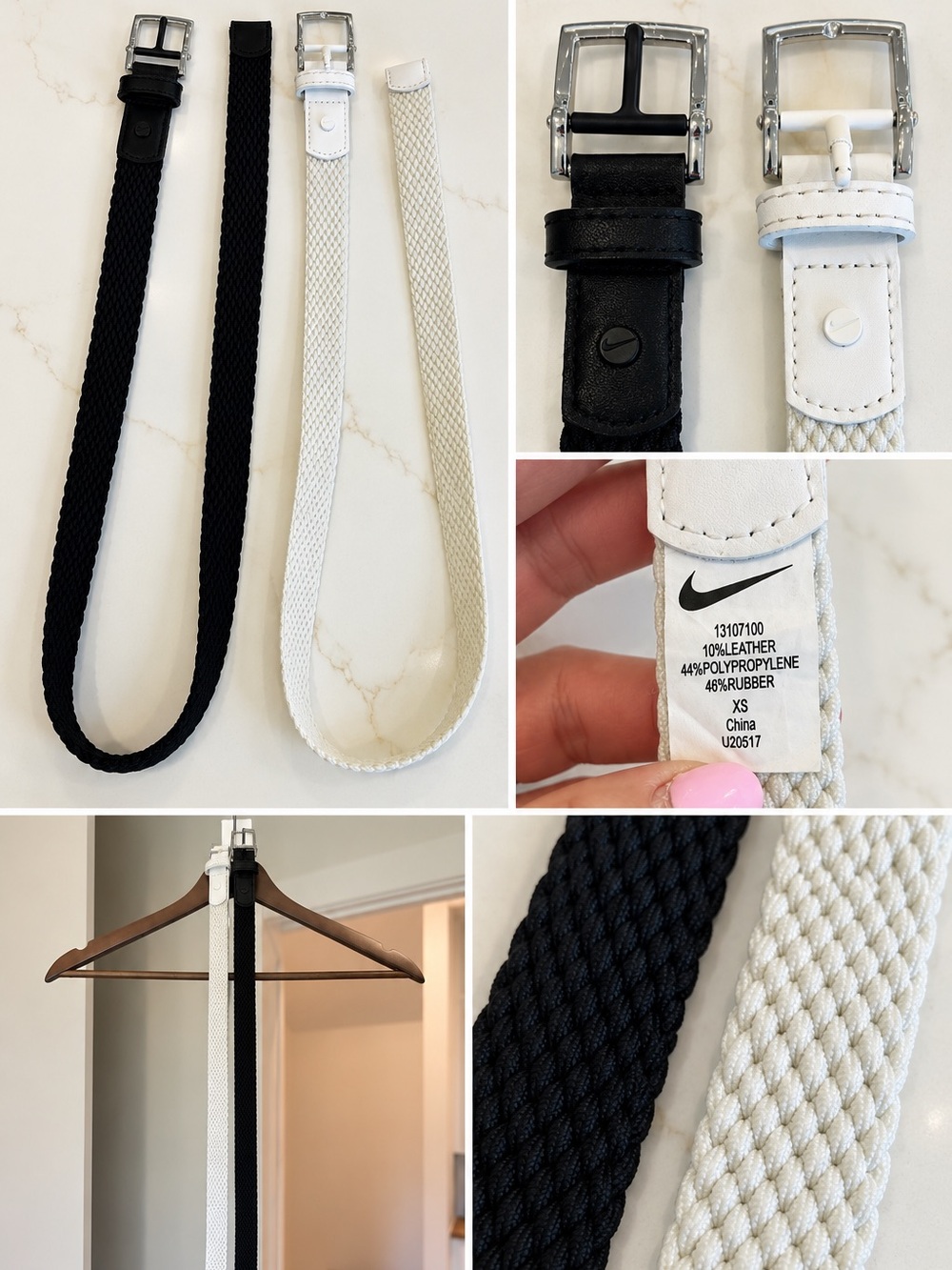 Nike Woven Golf Belt - Women Small Set of 2 Black & White